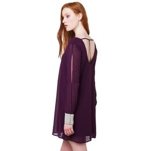 AKIRA Purple Mauve Gem Rhinestone Jewel Cuff Dress